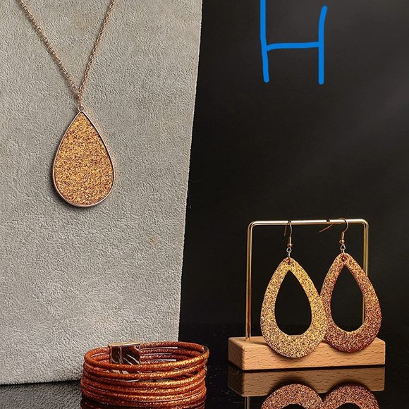 New 4 Pieces Women's Glitter Jewelry Set Bridal Wedding Multi-Layer Bracelet - Picture 14 of 15